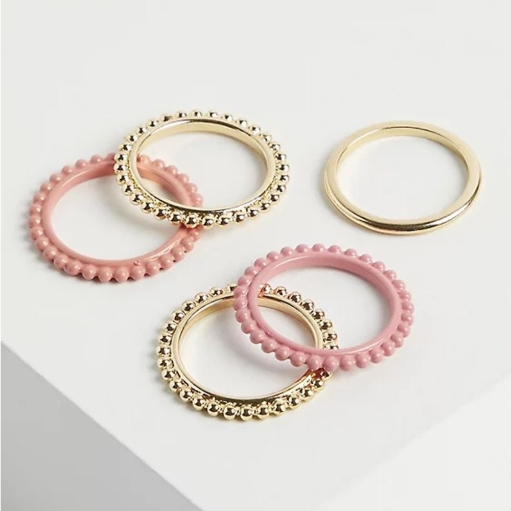 NWT Texturized Ring Set Matte Coral & Pink Torrid